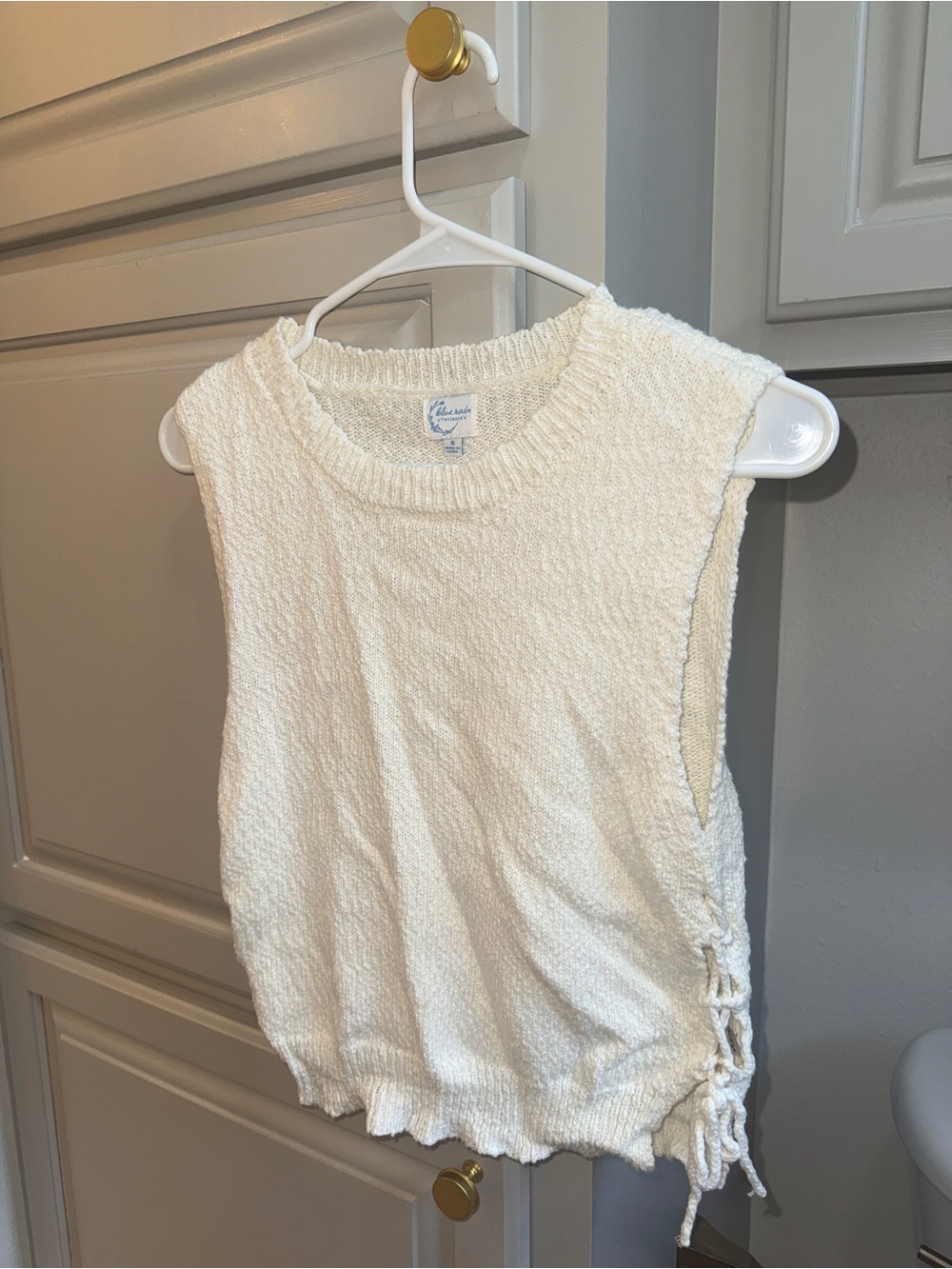 Altar'd State Cream Knit Sleeveless Sweater with Side Ties